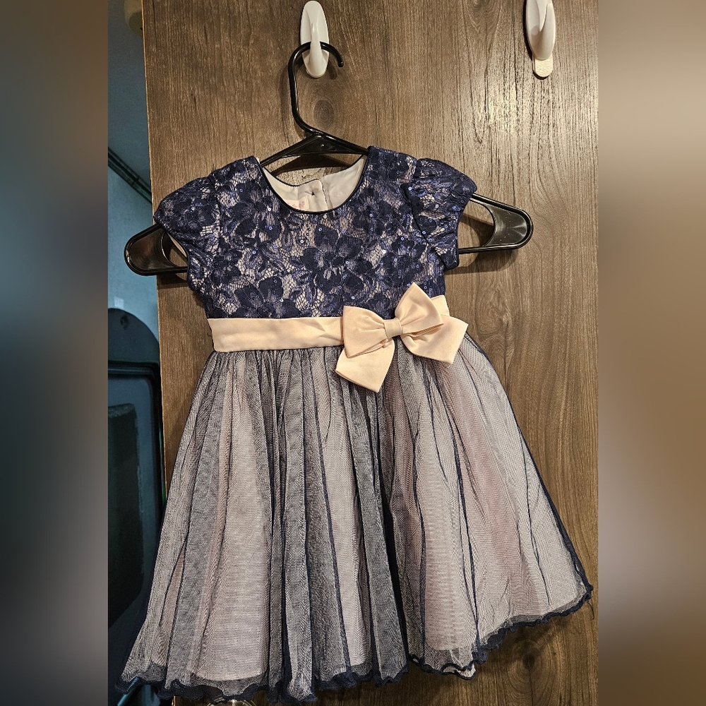 Bonnie Baby Girls Lace Dress with Bow